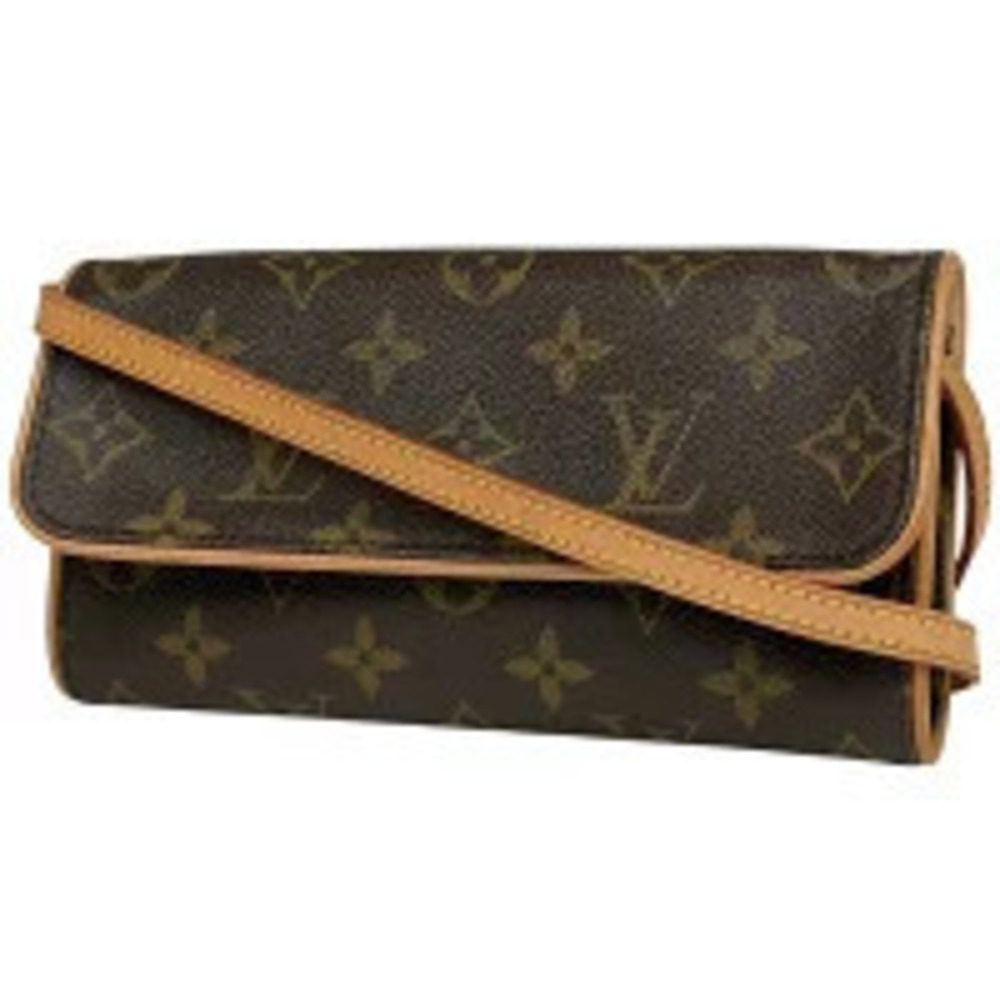 Louis Vuitton Monogram Clutch Bag Brown Twin Shoulder Pochette - Picture 2 of 7